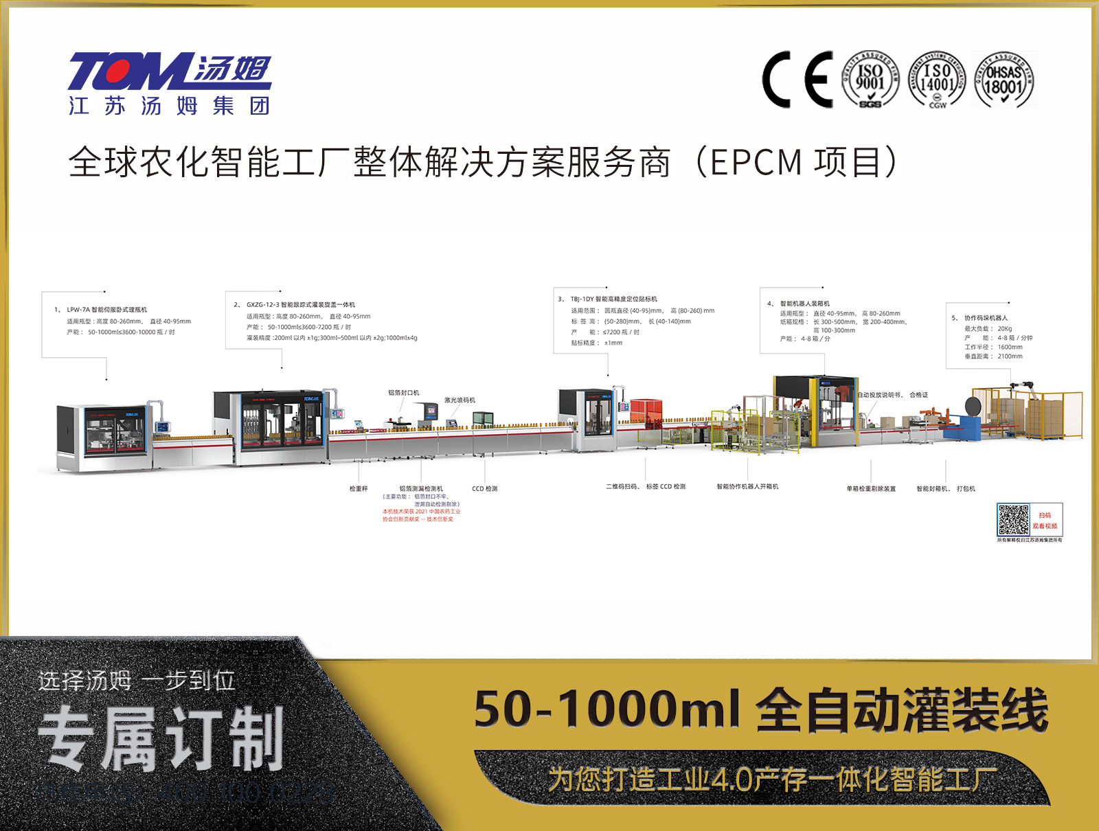 50-1000ml重型機組灌裝線（柔性化生產(chǎn)100ml≤7200瓶/時，1000ml≤3600瓶/時）